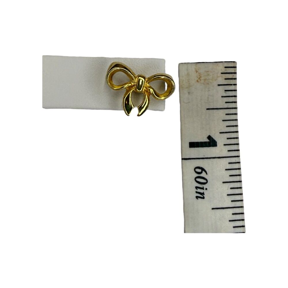 Vintage Gold-Tone Metal Cute Knotted Ribbon Bowtie Stud Earrings Women's Jewelry - Picture 6 of 6